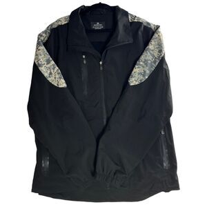 Galway Bay Men's All Weather Rain Jacket XL Black w/Camo & Flag Polartec Golf